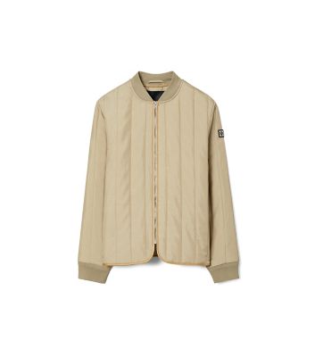 Taupe Gray Tory Burch キルティング ナイロン ジャケット 