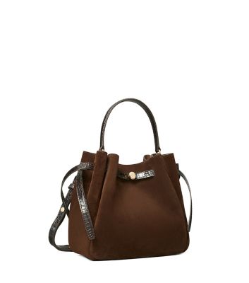 Dark Cocoa Tory Burch ロミー スエード バケットバッグ 