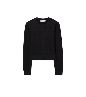 Black Tory Burch Tモノグラム ジャガード カーディガン 