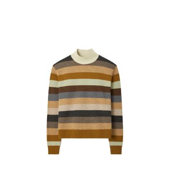 Sage Grey Evening Stripe Tory Burch メリノウール タートルネック 