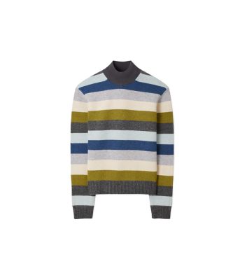 Graphite Multicolor Stripe Tory Burch ウール タートルネック セーター  