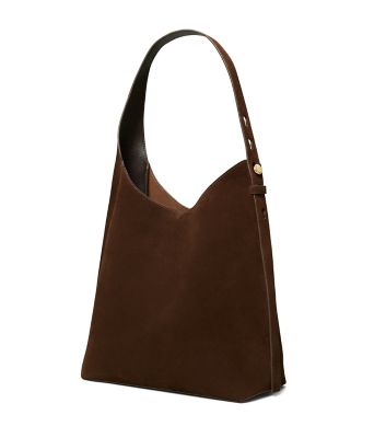 Dark Cocoa Tory Burch ロミー スエード ホーボーバッグ 