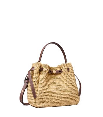 Natural Tory Burch ロミー ウーブン バケットバッグ 