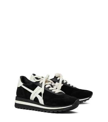 Black/new Ivory/titanium White Tory Burch ハンク ウェッジスニーカー 