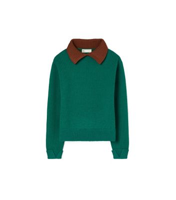Emerald  / Dark Cranberry Tory Burch ウールセーター 
