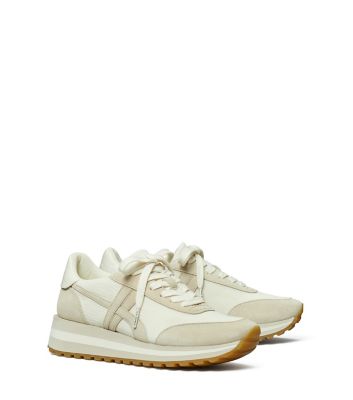 New Ivory / Calcare / Titanium White Tory Burch ハンク ウェッジスニーカー 