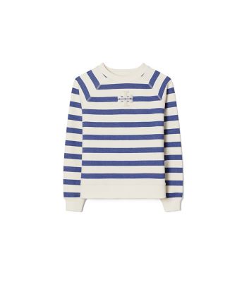 New Ivory Basin Stripe Tory Burch ストライプ コットン スウェットシャツ 