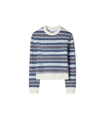Blue Multi Fairisle Stripe Tory Burch フェアアイル ストライプ ウールセーター  