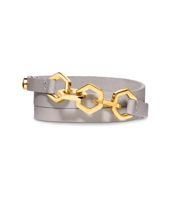 Tory Burch Hexagon Leather Triplewrap Bracelet Tory Burch