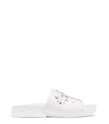 white tory burch slides