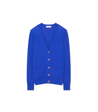 Tory Burch Madeline Cardigan In Majestic Blue