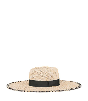 Tory Burch Wide-brim Straw Hat In Black | ModeSens