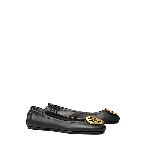 Womens Shoes Flats and flat shoes Ballet flats and ballerina shoes Tory Burch Embellished Leather Minnie Ballerinas 