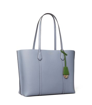 Tory Burch Perry Leather Tote In Bluewood