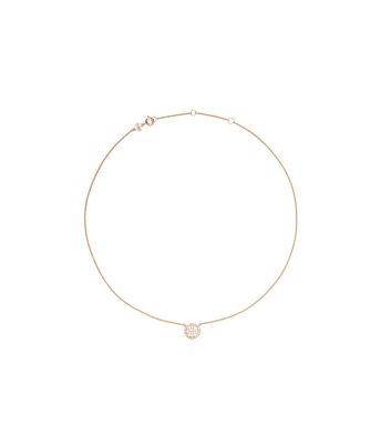 Tory Burch Miller Pavé Logo Delicate Necklace In Rose Gold/crystal