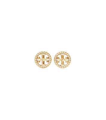 Tory Burch Miller Pavé Stud Earring In Tory Gold/crystal