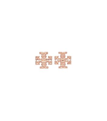 Tory Burch Kira Pavé Stud Earring In Rose Gold/crystal