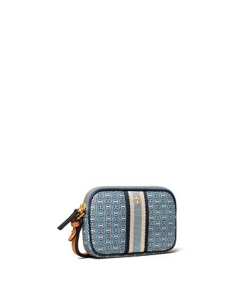 Tory Burch Gemini Link Canvas Wristlet In Blue Yonder Gemini Link