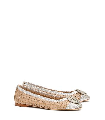 Tory Burch Chelsea Woven Metallic Cap-toe Ballet Flat  