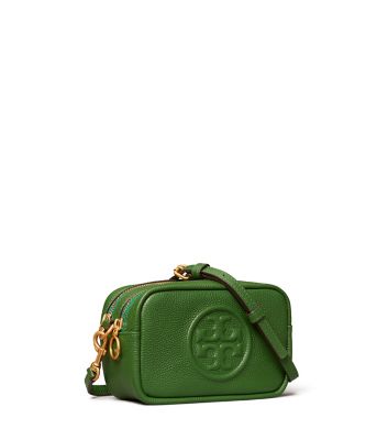 Tory Burch Perry Bombe Mini Leather Crossbody In Arugula
