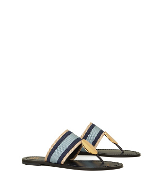 TORY BURCH PATOS STRIPED DISK SANDALS,192485422283