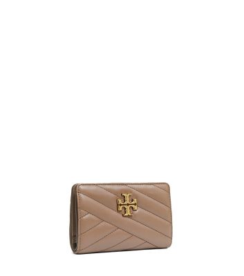 Shop Tory Burch Kira Chevron Medium Slim Wallet In Classic Taupe