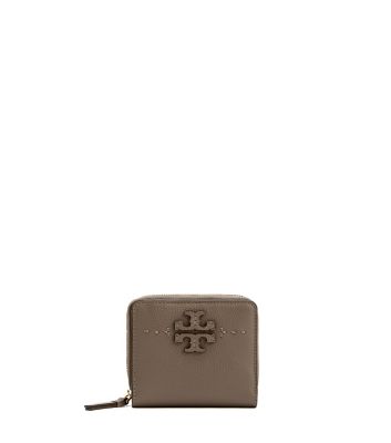 Tory Burch Mcgraw Bi-fold Wallet In Silver Maple