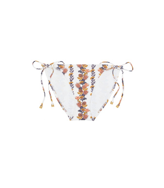 Tory Burch Gemini Link Printed String Bikini Bottom In Orange Wonderland Vine