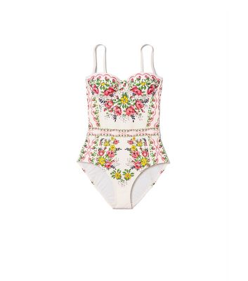 Tory Burch Lipsi Printed One-piece Swimsuit In Garden Veil