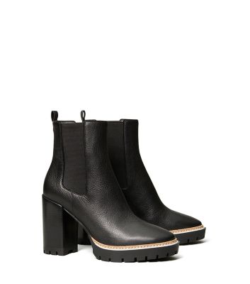 tory burch leigh lug sole bootie black