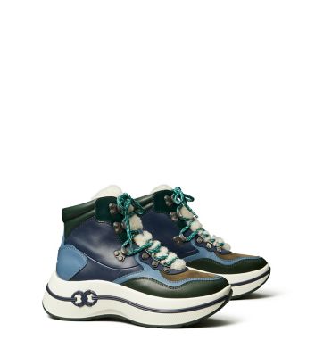 Tory Burch Gemini Link Platform Hiking Boot In Pine Tree/blue Haven