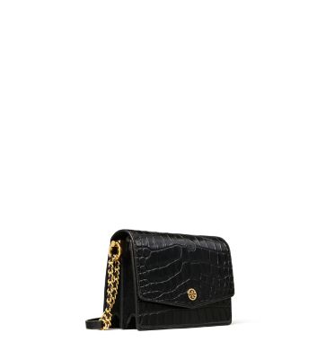 Tory Burch Robinson Embossed Mini Shoulder Bag In Black ModeSens