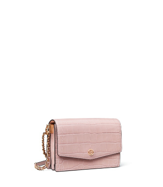 Tory Burch Robinson Embossed Mini Shoulder Bag In Mineral Pink