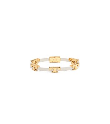 Tory Burch Serif-t Single Wrap Bracelet In Tory Gold/new Ivory