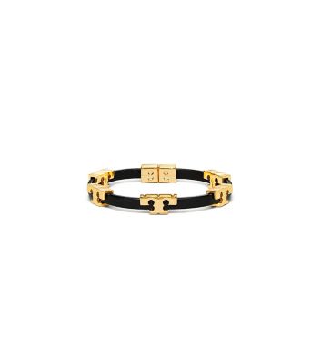 Tory Burch Serif-t Single Wrap Bracelet In Tory Gold/black