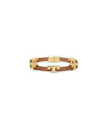 Tory Burch Serif-t Single Wrap Bracelet In Tory Gold/coconut/vachetta