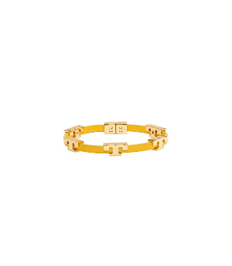 Tory Burch Serif-t Single Wrap Bracelet In Tory Gold/lemon Drop