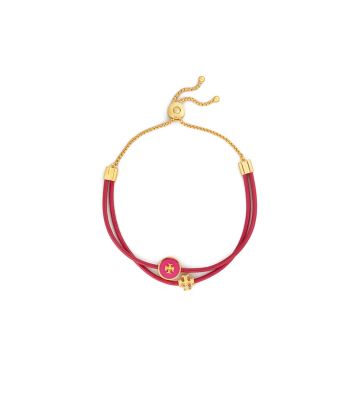 Tory Burch Kira Enameled Slider Bracelet In Tory Gold/crazy Pink