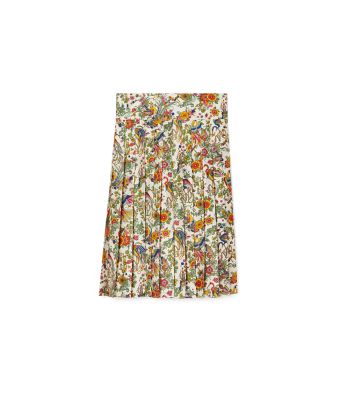 Shop Tory Burch Printed Pleated Skirt In New Ivory Promised Land