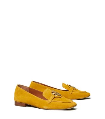 Tory Burch Miller Metal-logo Loafer, Suede In Goldfinch/gold