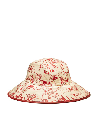 TORY BURCH PRINTED RAIN BUCKET HAT,192485438000