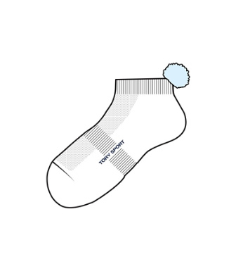 Tory Sport Performance Compression Pom-pom Socks In Snow White / Blue Silk