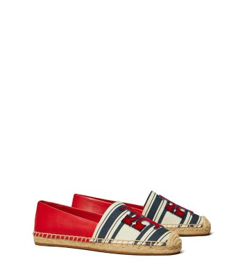Tory Burch Ines Striped Fil Coupé Espadrille In Navy Bold Awning Stripe / Brilliant Red
