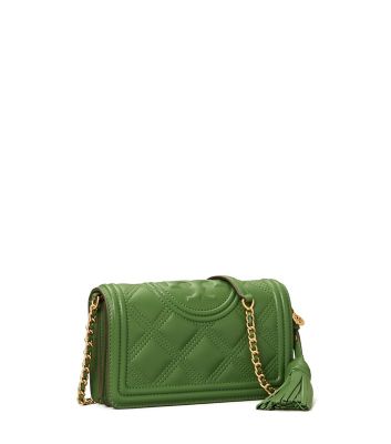 Tory Burch Fleming Soft Wallet Crossbody In Arugula