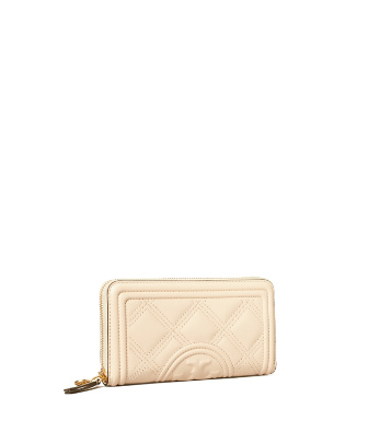 Tory Burch Fleming Soft Zip Continental Wallet In New Cream