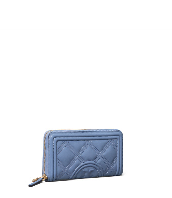 Tory Burch Fleming Soft Zip Continental Wallet In Bluewood