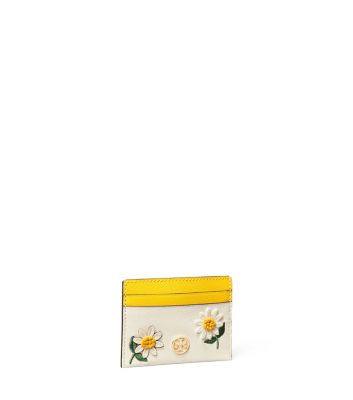 Tory Burch Robinson Embroidered Card Case In New Ivory | ModeSens