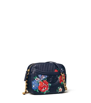 Tory Burch Fleming Soft Printed Camera Bag In Navy Tea Rose ModeSens