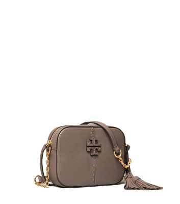 Tory Burch Mcgraw Camera Bag In Silver Maple