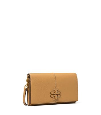 Tory Burch Mcgraw Leather Crossbody Wallet In Tiramisu